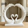 Romantic Home Accents Love Statue Heart Swan Shape 3D Printed Couple Figurine for Wedding Women Figurine Wife Modern Style