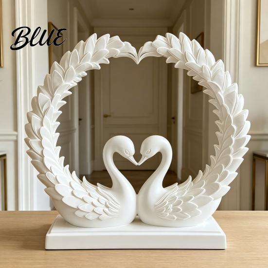 Romantic Home Accents Love Statue Heart Swan Shape 3D Printed Couple Figurine for Wedding Women Figurine Wife Modern Style