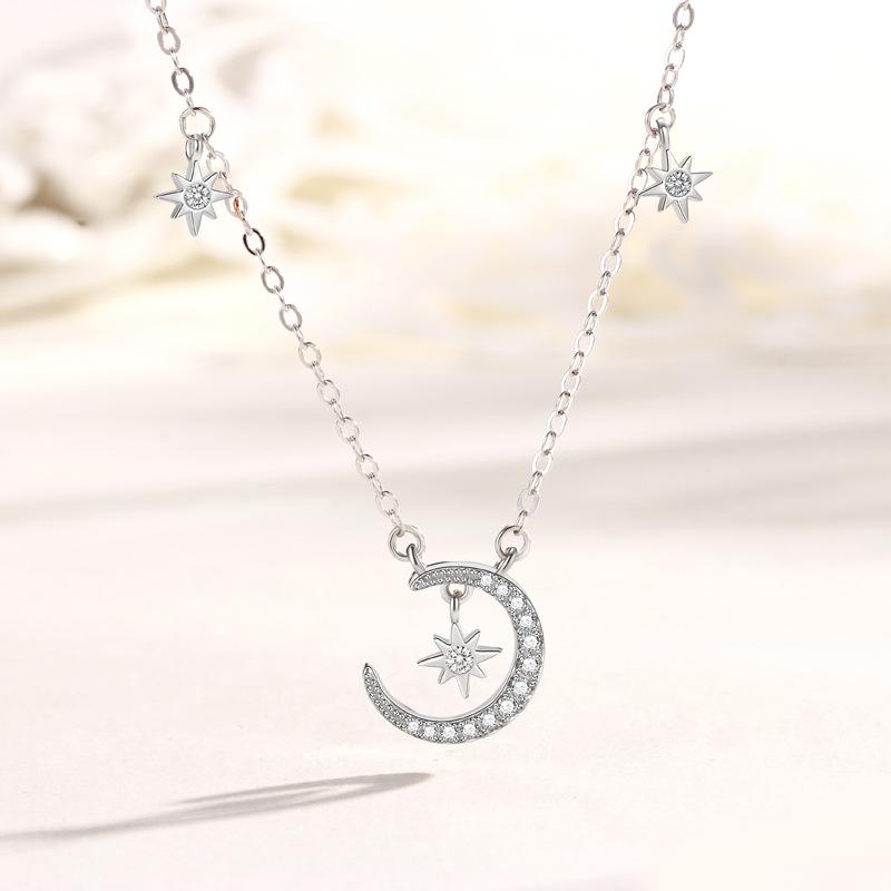 Star Moon Necklace Female Korean Light Luxury ins Cold Wind Niche Design Clavicle Chain Item Jewelry