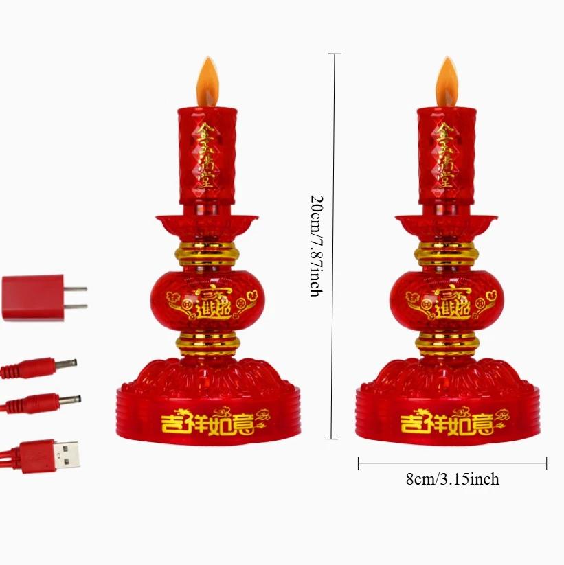 2pcs Plastic Electronic Candle Holder Buddhist Supplies Chinese Style Home Decoration Pray for Auspiciousness Ensuring Safety