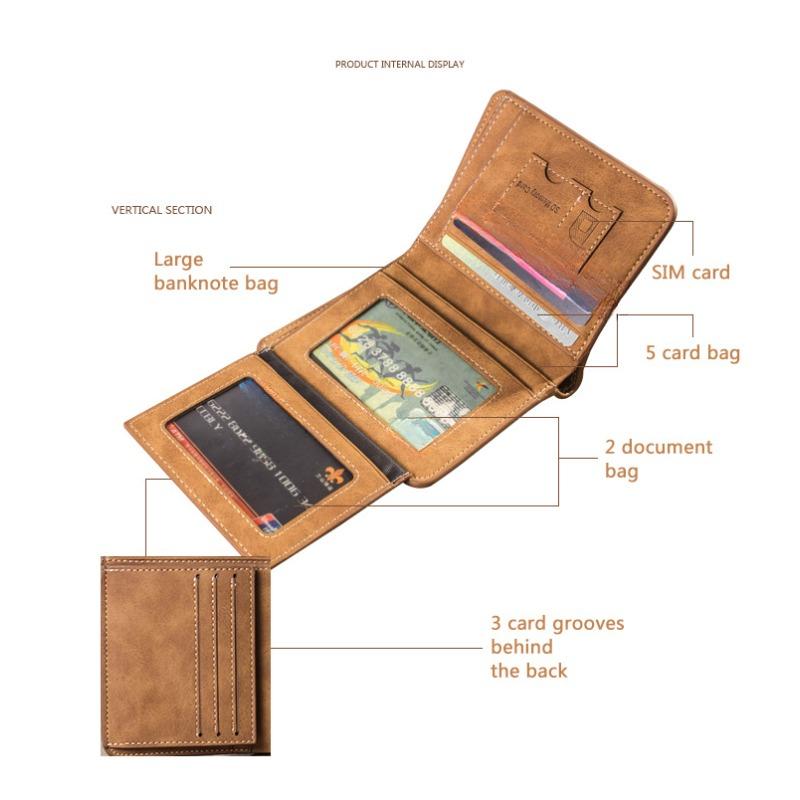 Men's Wallet Short Retro Vertical Wallet