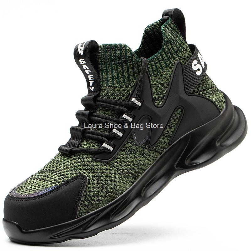 Fashion Fashion Work Safety Boots Men's Working Shoes Steel Toe Kevlar Puncture Proof Work Sneakers Men Safety Shoes High Top Work Boots
