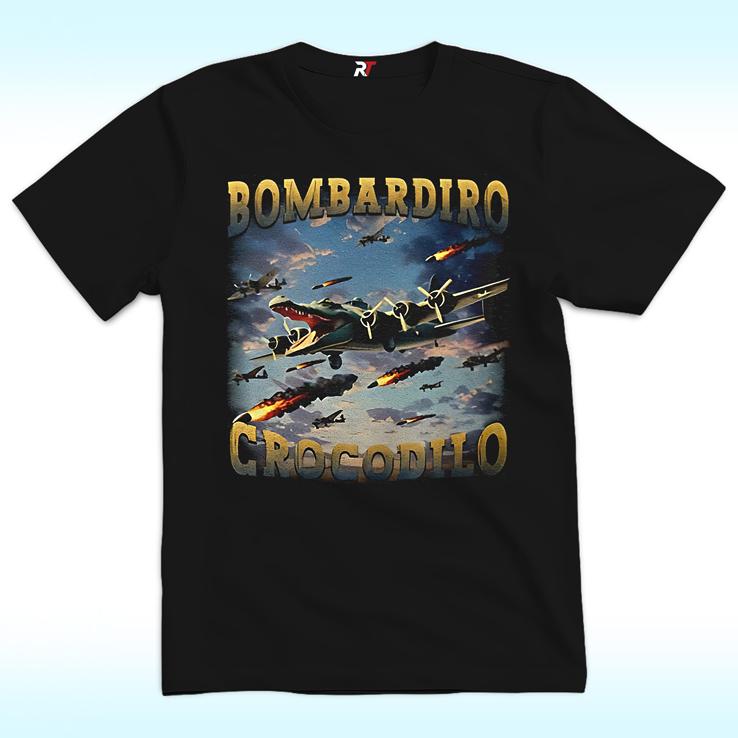Men Women Print Bombardiro Crocodilo Crocodile Plane Bomber T Shirt Tee Cotton T-shirts Clothes