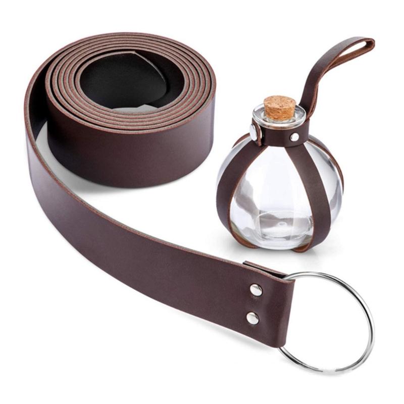 

Halloween Dark Magic Cork Potion Bottle with Medieval Knight Leather Belt Bottle for Costume Props Diy Crafts and Decorative коричневый