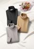 Little Island Warm Innerwear Women's High-Neck, High-Tension Fleece-Lined (Long Sleeves/Stretch) (3L/Beige)