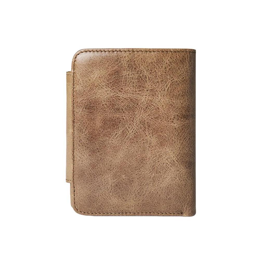 BOSTANTEN Herren-Geldbörse, kurzes Design, Vollnarbenleder, faltbarer Kartenhalter, Khaki