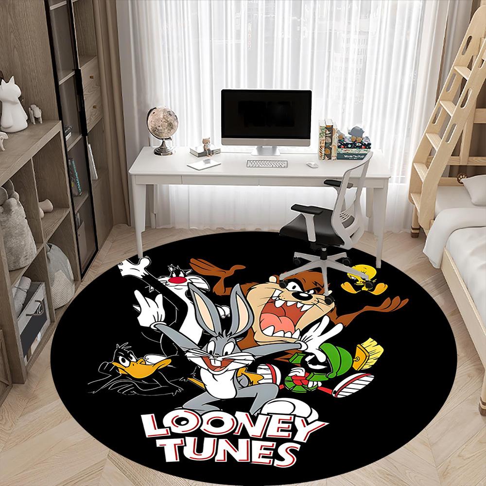 1pc Looney Tunes Characters Office Round Area Rug, Bedroom Living Room Home Decor, Room Deco, Offic A1016116