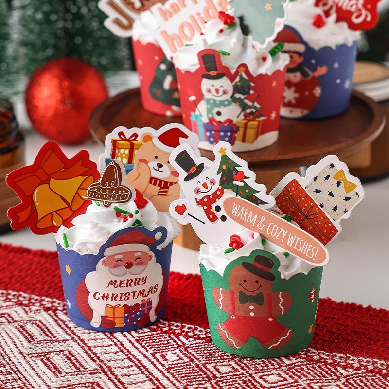 Christmas Baking Cups Food Grade Paper Cup Cake Baking Muffin Molds Oil-proof Cupcakes Liners Cases Xmas Cake Tools Party Decor
