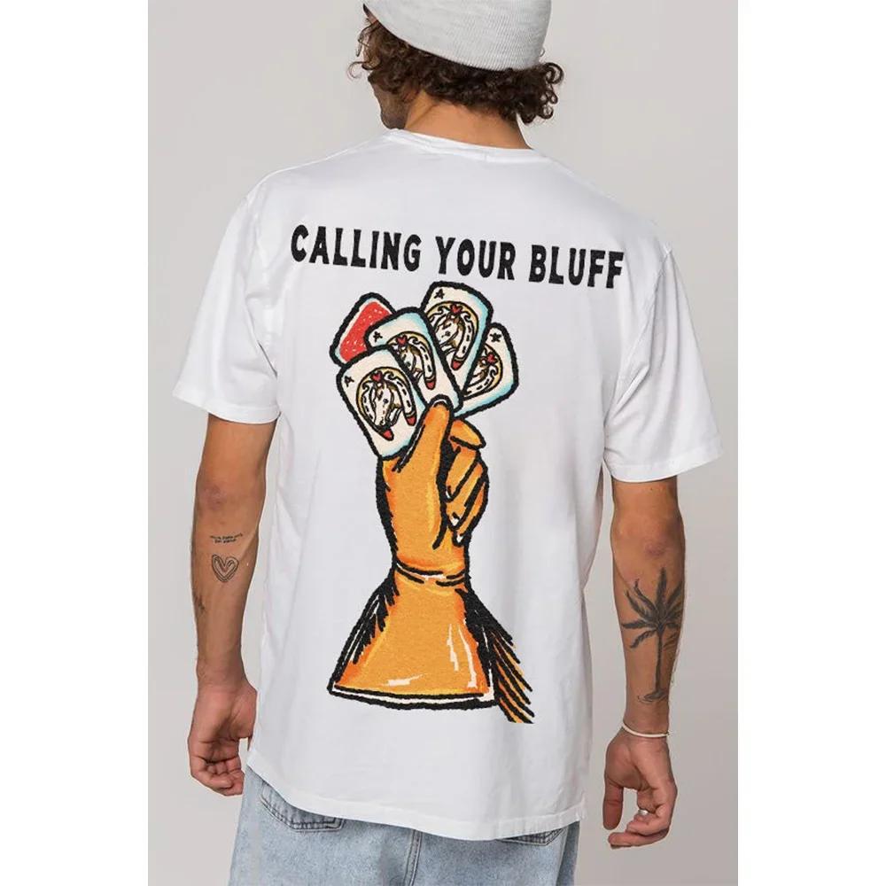 Men Cotton T-Shirt Short Sleeve Denim Graphic Apparel Harajuku Streetwear ONeck Tshirts Oversized Summer Men Tee Cowboy Clothing