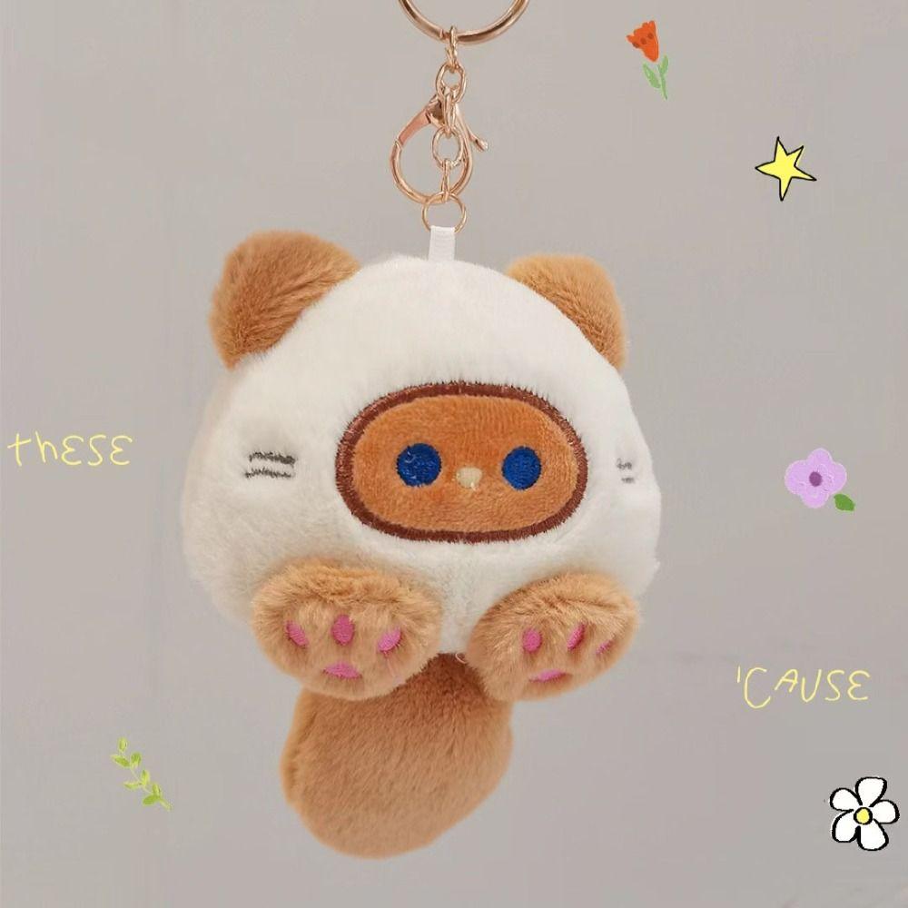 Plush Plush Cat Keychain PP Cotton Plush Cat Doll Pendant Squeak Cat Plush Keyring  Christmas Gift