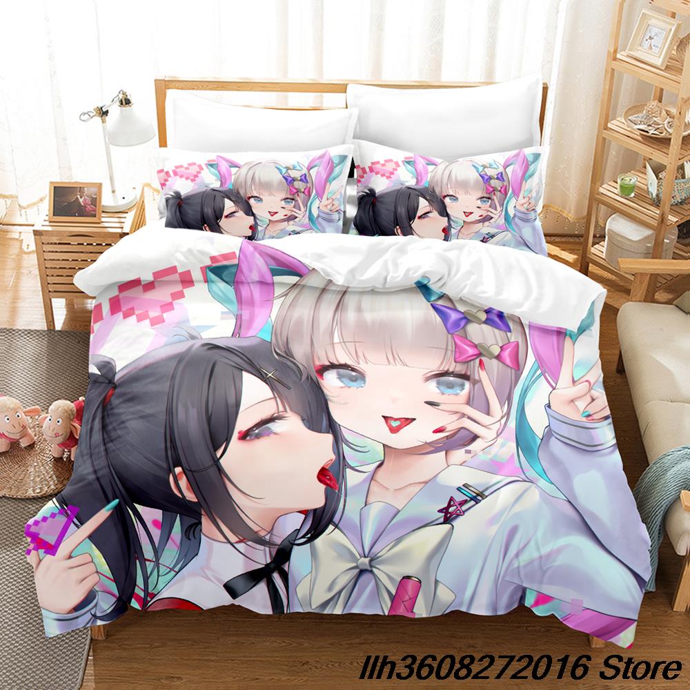 New Needy Girl Overdose Bedding Set Cartoon Anime Three-Piece Set Adult Kid Bedroom Duvetcover Sets 3D Kawaii Girls Conjunto De