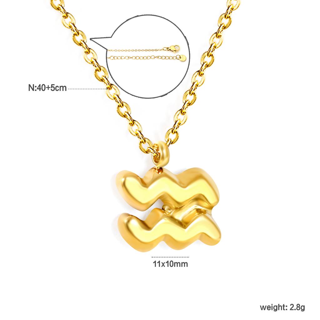 Fashion Creative Zodiac Pendant Necklace Gold Bubble Charm Versatile Collarbone Chain Jewelry