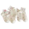 Women's Summer Lightweight Short Socks with Bows All Over, Featuring Flowers, Cute and Versatile, with Mesh Ventilation and Cotton Material.