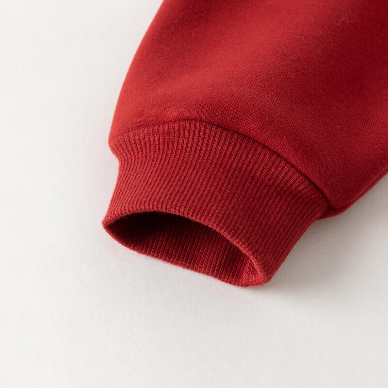 DAVE & BELLA Boys' Red Fleece-Lined Semi-High Neck Sweatshirt