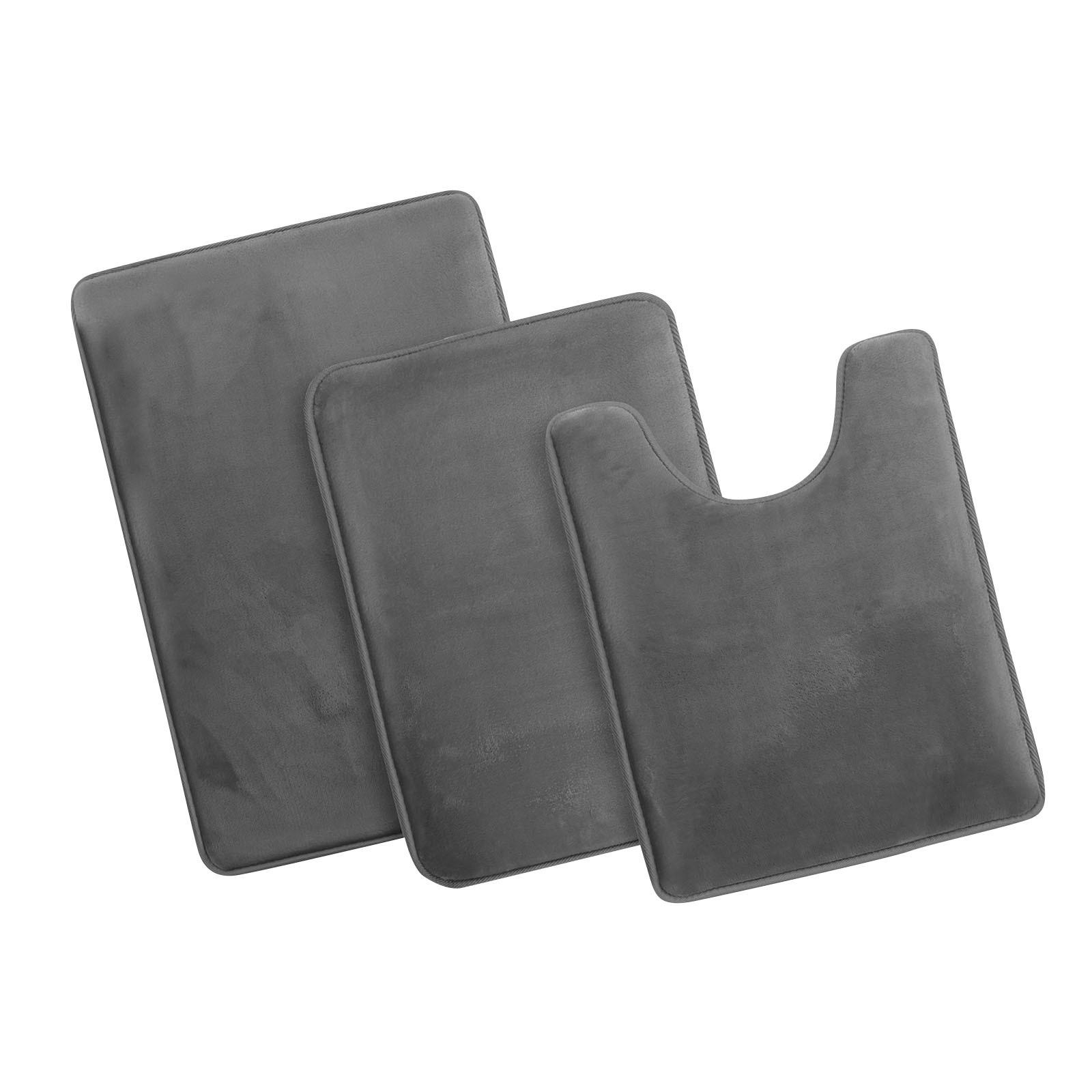 

Sagit ковер для ванной комнаты, чехол для туалетной подушки, впитывающий нескользящий коврик из микрофибры, комплект из трех предметов = U-образный 40*60 см + 50*50 см U + 50*80 см One Size серый