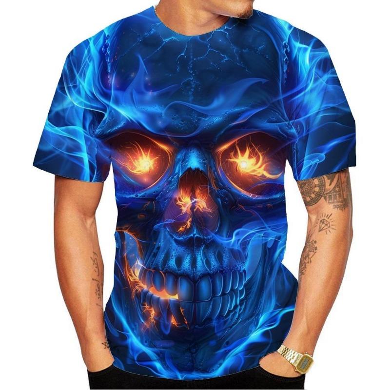 New Fashion Men/Women Round Neck 3D Printed Skull Pattern
