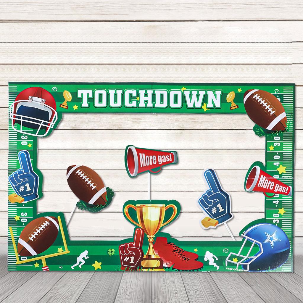 Football Theme Photo Booth Props for Boys Birthday Party Decor Photobooth Props Frame Handheld Birthday Party Baby Shower Decor