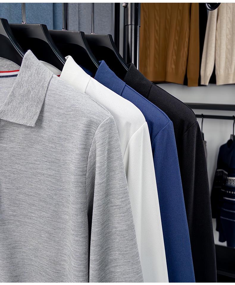 2026 Spring/Autumn Men's Long-Sleeve POLO with Scissor Collar - Light Luxury Embroidered Shirt.