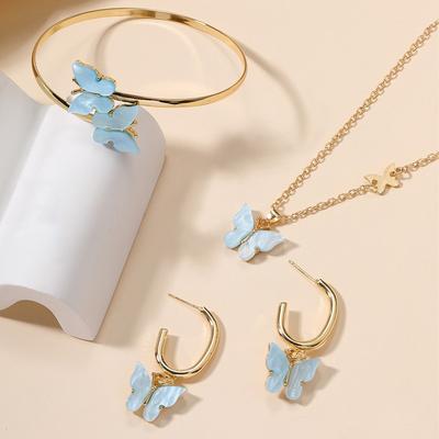 Alloy Butterfly Jewelry Accessories Earrings Bracelets Necklace Niche Premium Pendant Set Women