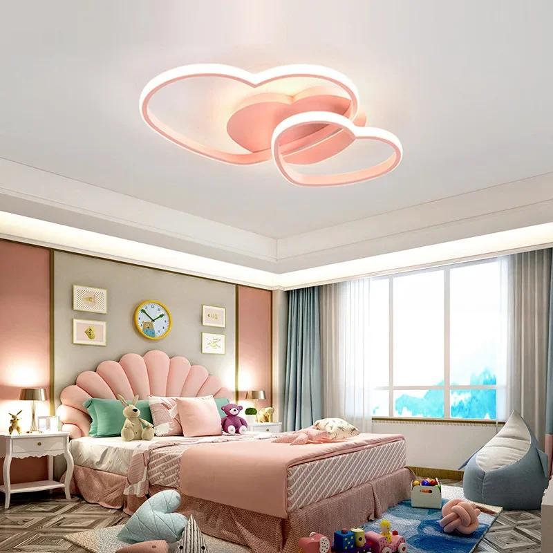 LED Cloud & Star Ceiling Lamp - Heart Shape Pink Design for Children's Room, Suitable for Girls' Bedroom & Study, Kid-friendly