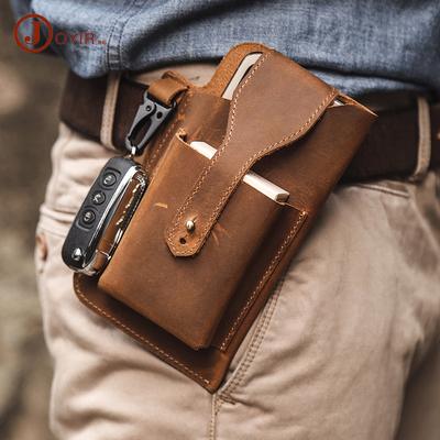 2021 Sports Tactical Bag, Retro Leather Men's Waist Bag, Cowhide Mobile Phone Bag