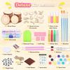 Wooden DIY coloring kit for children, handmade craft set with glowing decorations for holidays