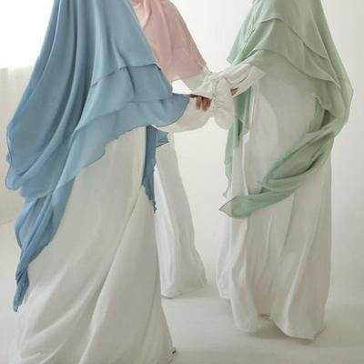 2025 Bufanda para la cabeza de color liso con volantes de doble capa y gran caída para Oriente Medio HJ927