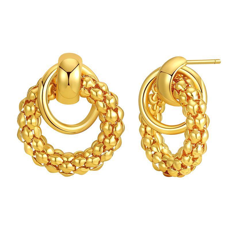 Vintage French Twisted 18k Gold Plated Hollow Circle Fashion Earrings For Women