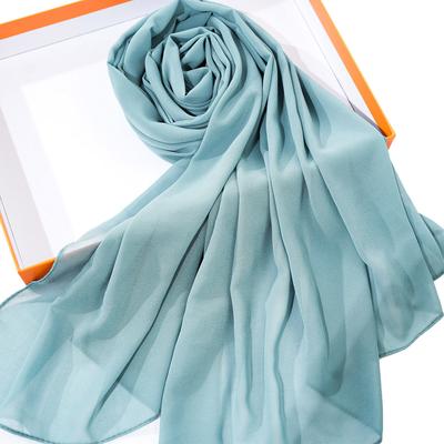 Solid Color Chiffon Scarf Breathable Simple Casual Shawl Hijab Windproof Sunscreen Head Wrap for Women Women Abaya Accessories