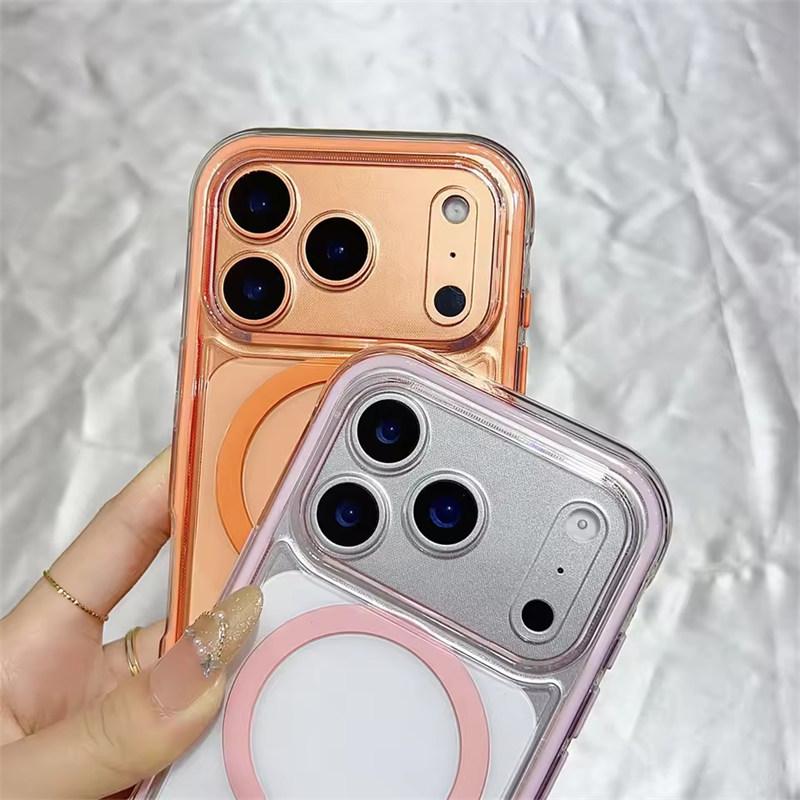Transparent For Magsafe Soft TPU 2 In 1 Magnetic Case For iPhone 17 16 15 14 13 12 11 Pro Max Plus Air Candy Color Clear Cover