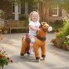 Ride On Horse, Plush Walking Horse Toy with Wheels and Saddle for Ages 3-5 Years Old, Brown
