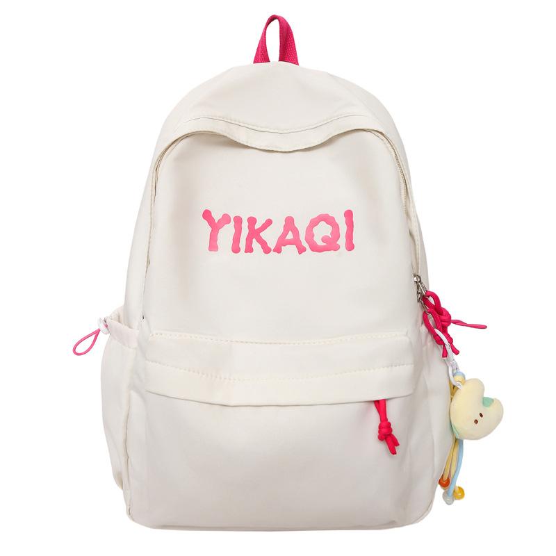 Winter New High-Value Solid Color Lightweight Student Backpack for Girls, Elementary and Middle School Students, Letter Backpack