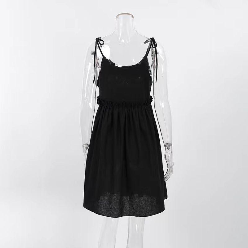 

Fashion Style New Sexy Sexy Sling Dress Female Loose A- line Skirt Sexy Suspender Dress Black M