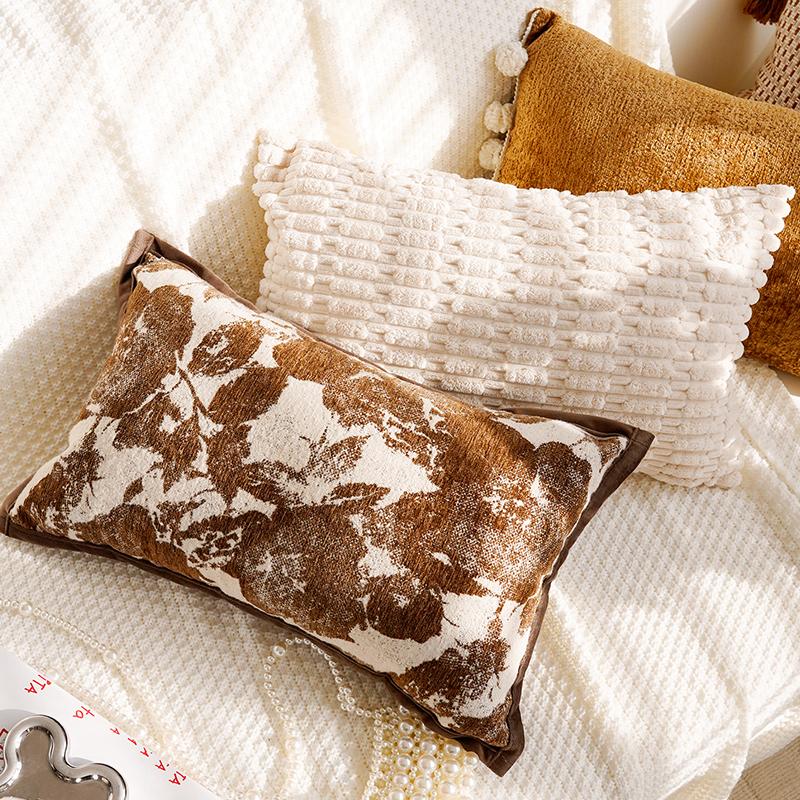 Brown Vintage Sofa Throw Pillow Cover Vintage Bedroom Headboard Cushion Simple and Modern Decorative Throw Pillow Customizable
