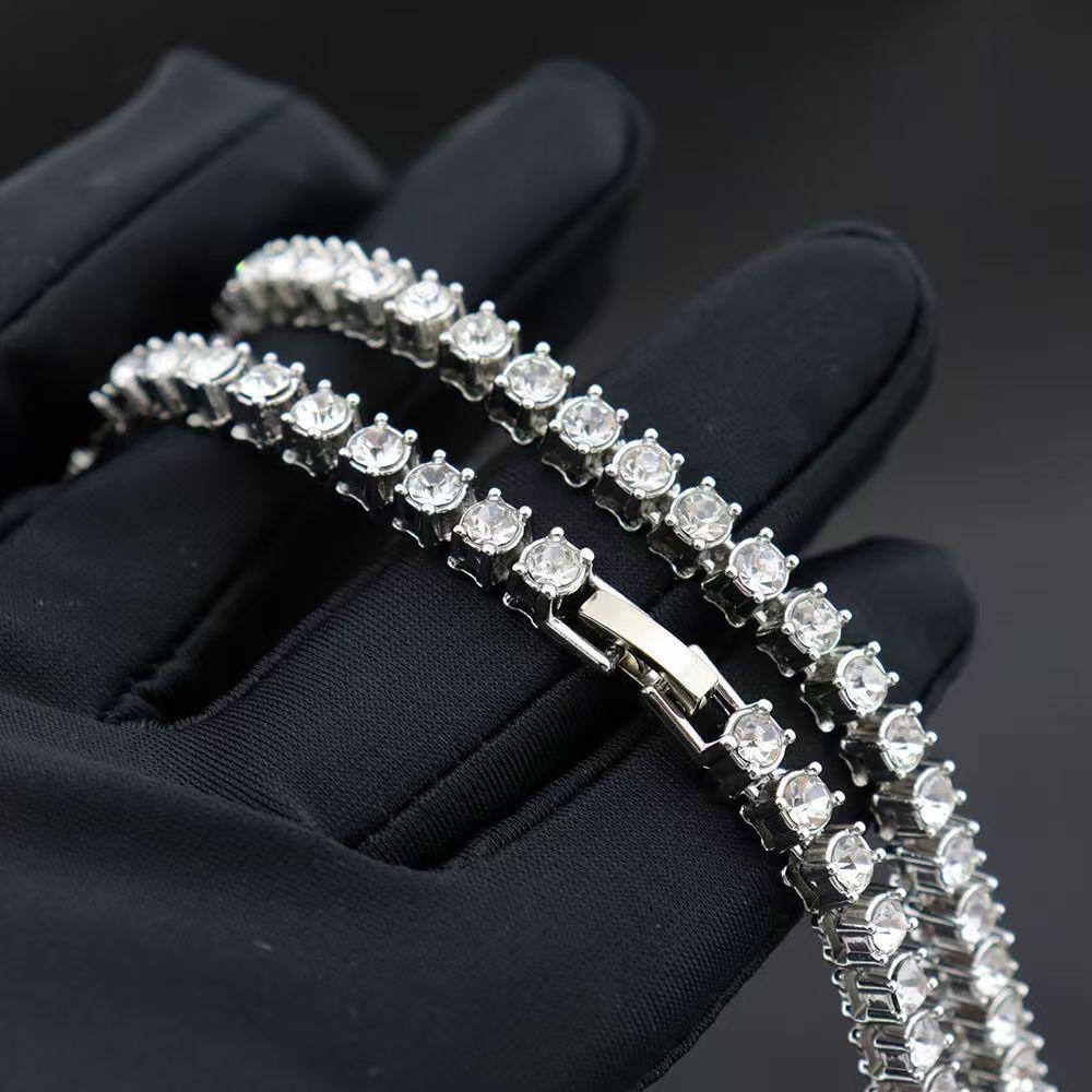 4mm Alloy Cuban Tennis Chain Necklace: Hip Hop Layered Clavicle Jewelry with Pendant for Men