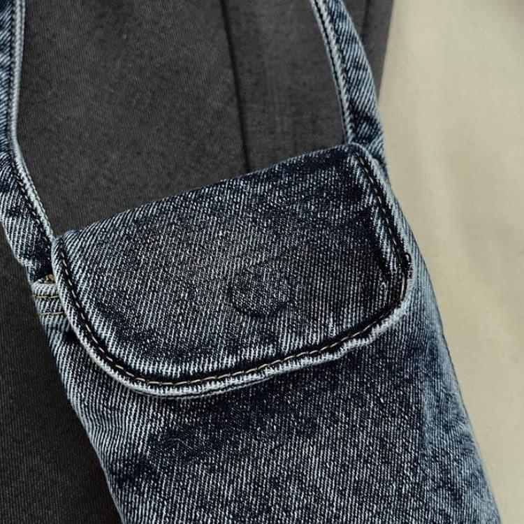 Retro washed denim mobile phone bag casual messenger bag