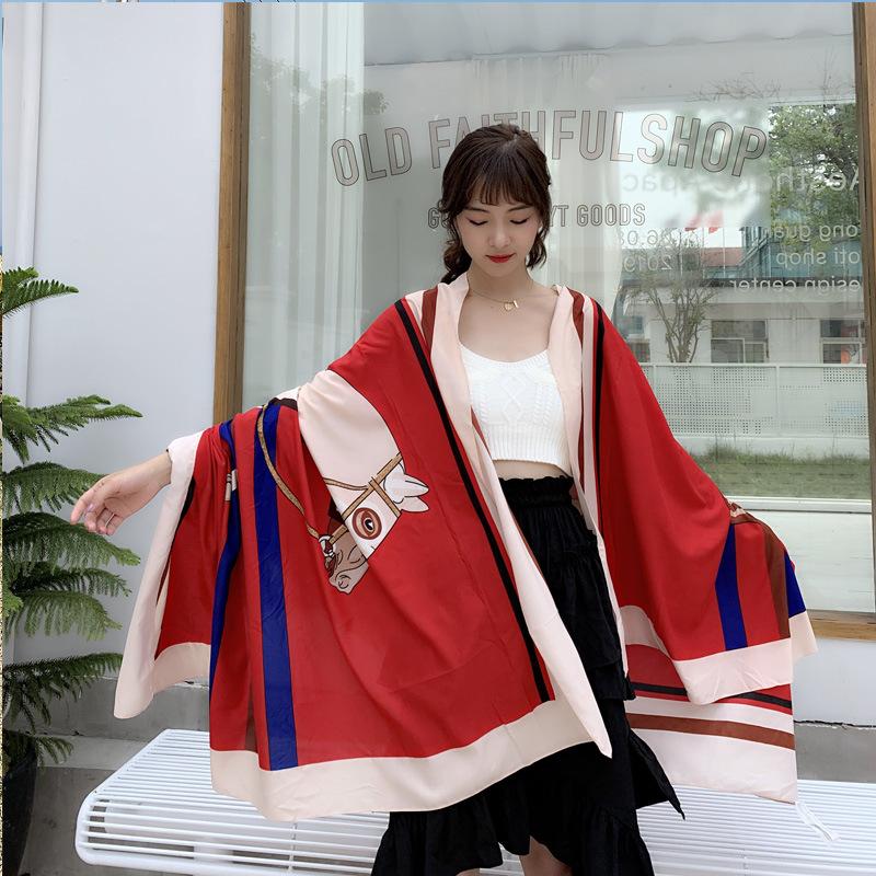 Seidenschal für den Sommer Dünner Damen Supergroßer Multifunktionaler und Vielseitiger Dekorativer Strandurlaub Sonnenschutz Großer Schal Strandtuch