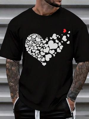 Graficzny T-shirt z Wzorem Serca Dla Unisex Walentynki Codzienne Ubranie