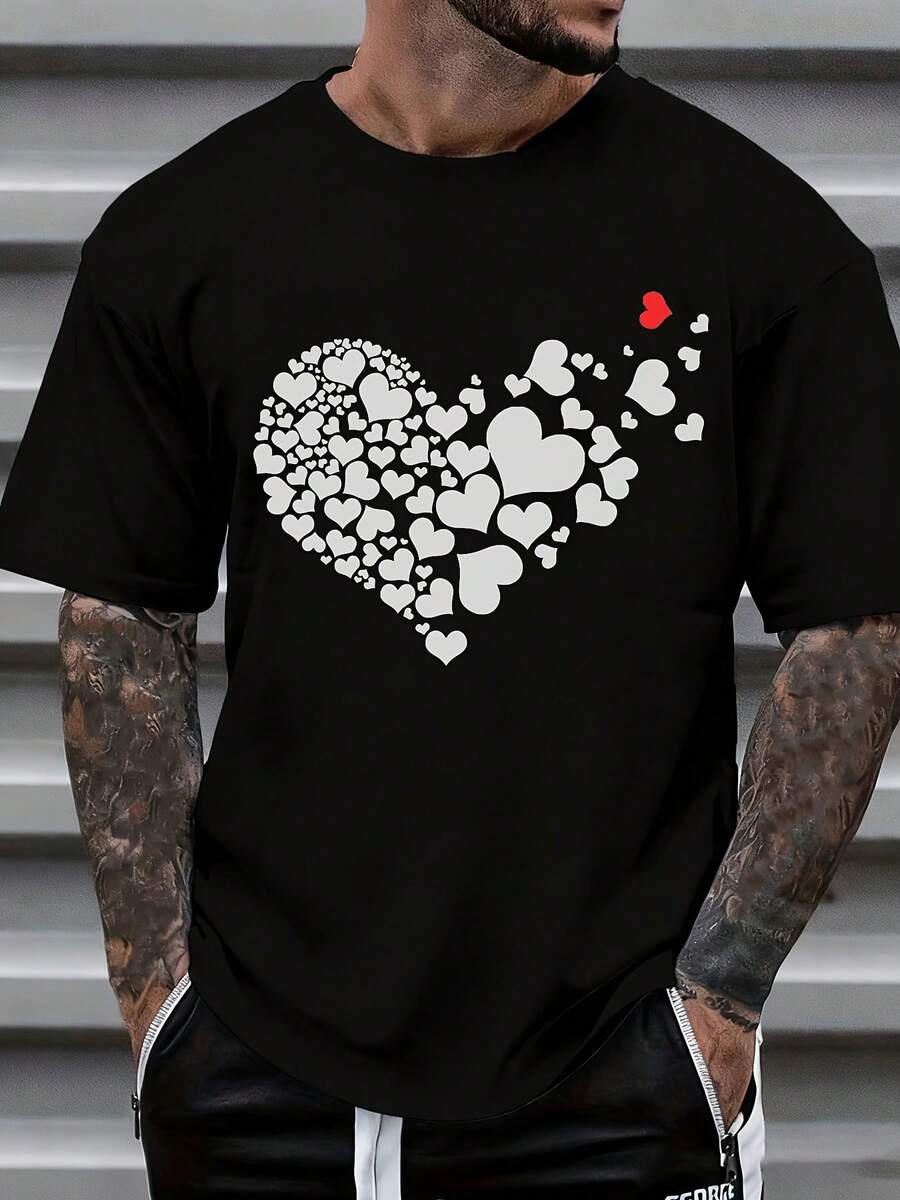 

Графическая футболка с рисунком сердца для унисекс, повседневная одежда ко Дню святого Валентина XXL
