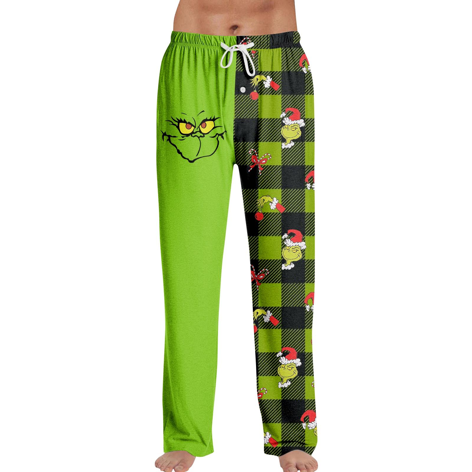 

Men s Fashion Loose Christmas Festival Printed Casual Pants Home Pajama Pants L армія зелений колір