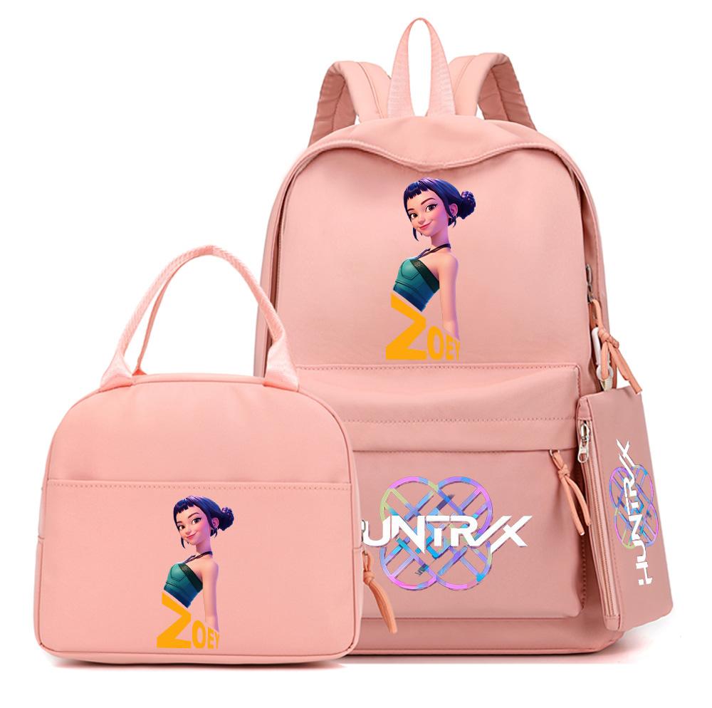 4Pcs/set Cartoon K-Pop Printed Backpack with Handbag Pencil Case for Teenager Student Boy Girl Schoolbag Bookbag Large Capacity Travel Bag Kid Gift
