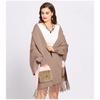 Winter Faux Kaschmir Poncho Locker Streetwear Damen Fledermausärmel Schal Umhänge Pelztasche Damen Oversize Quaste Gestrickter Umhang