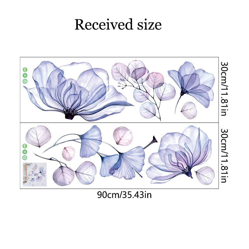 Blue Purple Flower Wall Stickers Self-Adhesive Removable Vinyl Decals for Living Room Bedroom Kitchen Decor