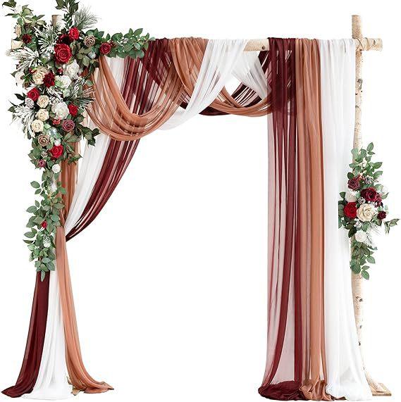 Luxury Wedding Arch Flower Six-Piece Set - 2 Pieces Flower Game 3 Pieces Curtain 1 Arch Suitable For Wedding Diy Decoration