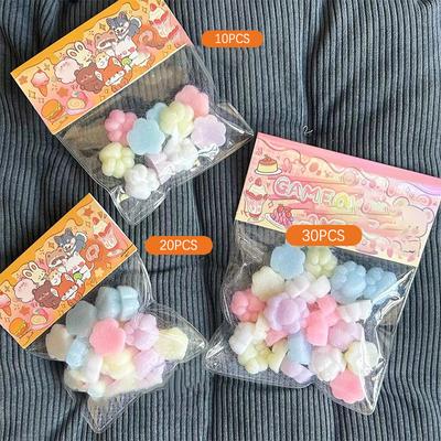 10/20/30Pcs Mini Flocking Squishy Kitty Paw Stress Relief Decompression Toy Pinching Squeeze Cat Paw  Fidget Toy Gift