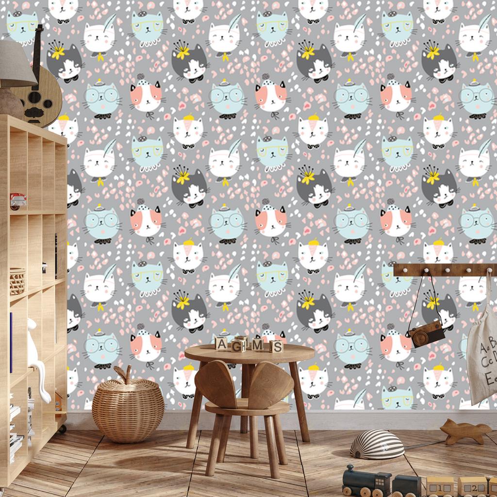 Colorful Kittens Wallpaper for Living Room and Bedroom 50x1000