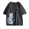 Summer Ice Silk Blue Top Youth Breathable Half Sleeve Large Loose Tee Men Women Cute Shark Cartoon Print Short Sleeve T-shirt