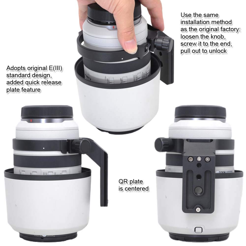 iShoot CNC Camera Tripod Mount Tripod Mount Lens Support Lens Bracket Tripod Socket for Canon RF IS USM Quick Release Plate with Screw Holes at the