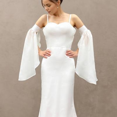 Breathable Detachable Sleeves Thin Sheer Bridal Gloves Fashion Long Tulle Sleeves  Wedding Party