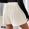 Women's Button Front Shorts Elastic High Waist Wide Leg Summer Shorts